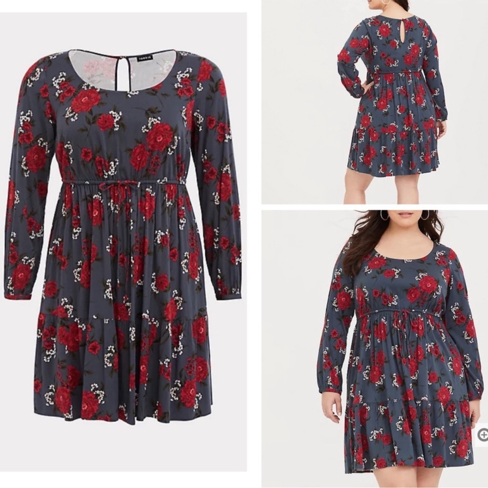 Torrid Long Sleeve Skater Dress Size 1 - Picture 5 of 5